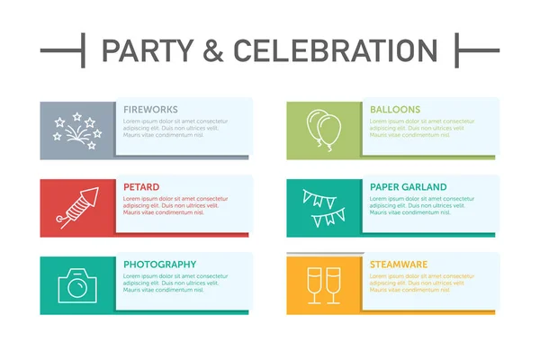 Party Och Fest Infographic Ikoner Vektorillustration — Stock vektor