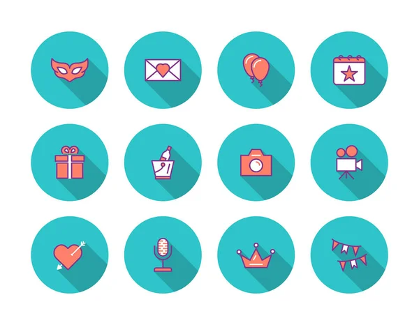 Partei Farbige Flache Linie Icon Set Vektor Illustration — Stockvektor