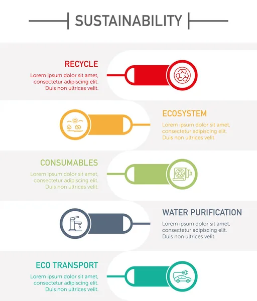 Sustentabilidade Ícones Infográficos Ilustração Vetorial —  Vetores de Stock