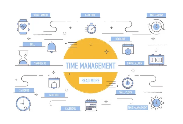 Zeitmanagement Symbole Vektorillustration — Stockvektor