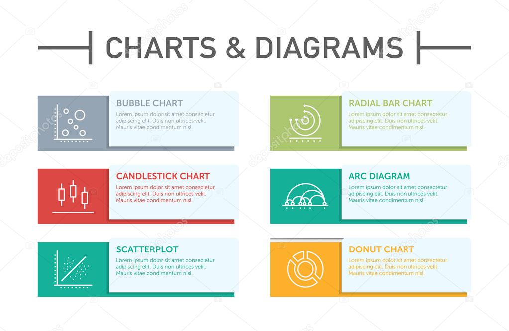 Charts And Diagrams Infographic Icons, vector illustration 