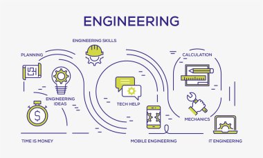 Mühendislik renkli simgeler, vektör çizim 