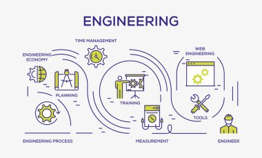 Mühendislik renkli simgeler, vektör çizim 