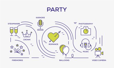 Parti renkli simgeler, vektör çizim 