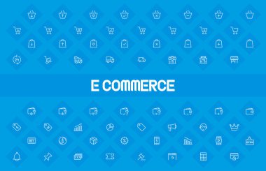 E-ticaret temel simgeler, vektör çizim 