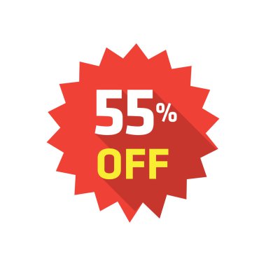 %55 indirim etiketi, vektör çizim 