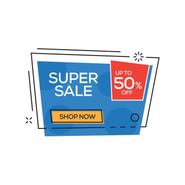 Satılık %50 süper afiş, vektör çizim 
