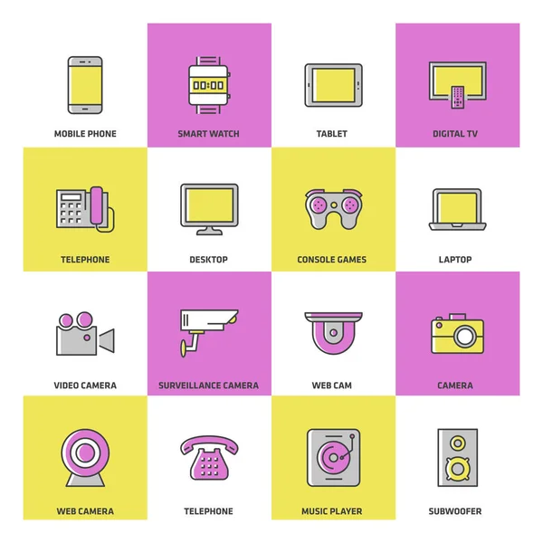 Electronic Devices Colored Icon Set — Stock Vector