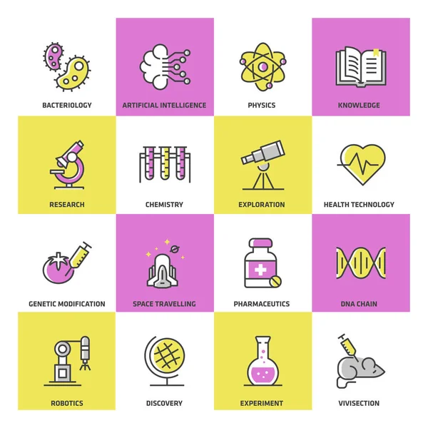 Science Colored Icon Set — Stock Vector