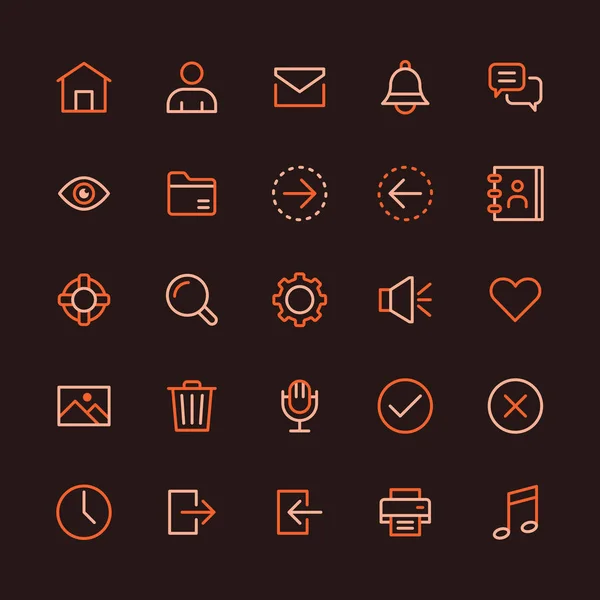 Web Social Media Elements Multicolored Line Icon Set —  Vetores de Stock