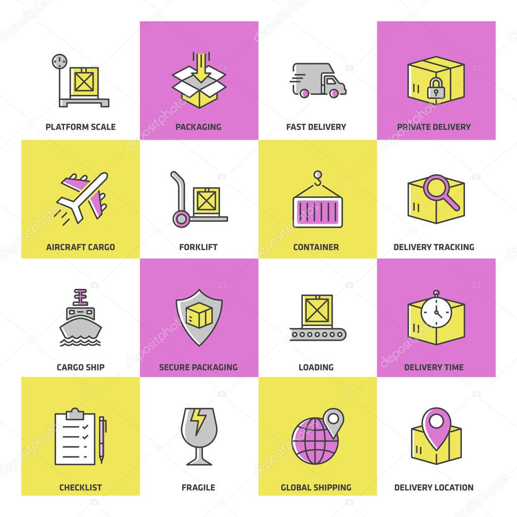 Delivery And Logistics Colored Icon Set