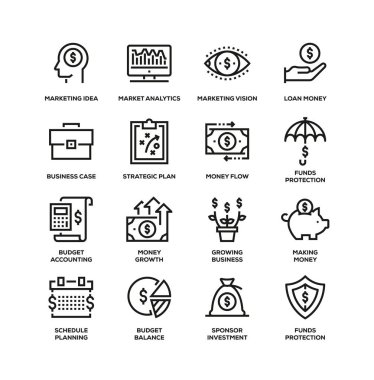 İş ekonomi hattı Icon Set