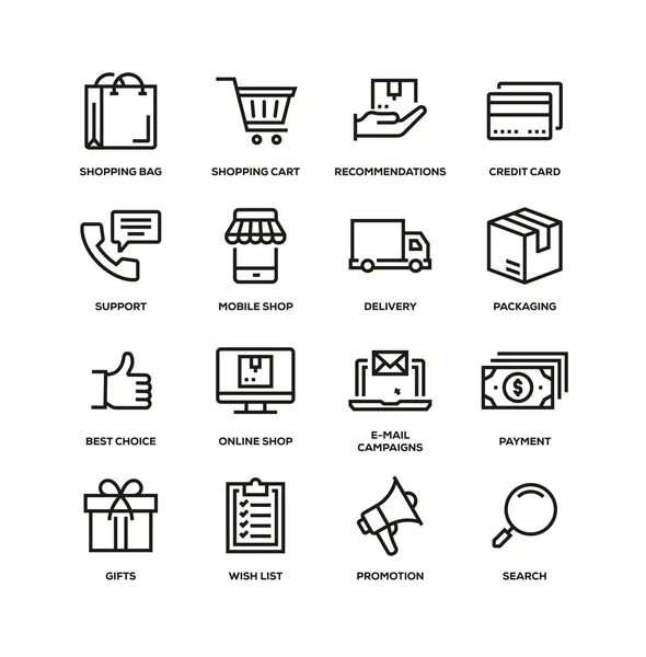 Symbolsatz Für Commerce Linien — Stockfoto