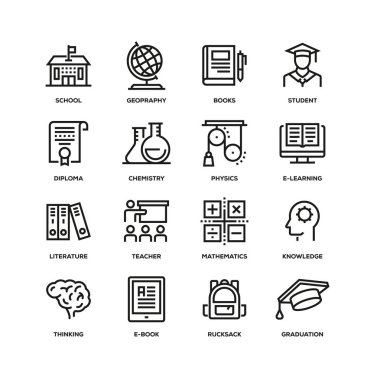 Eğitim satır Icon set