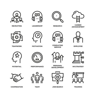 İnsan kaynakları Icon set hattı