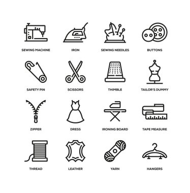 Dikiş hattı Icon Set