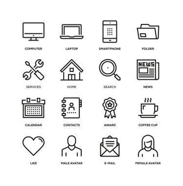 Evrensel temel çizgi Icon Set