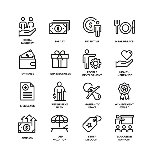 Prestations Employé Ligne Icon Set — Photo