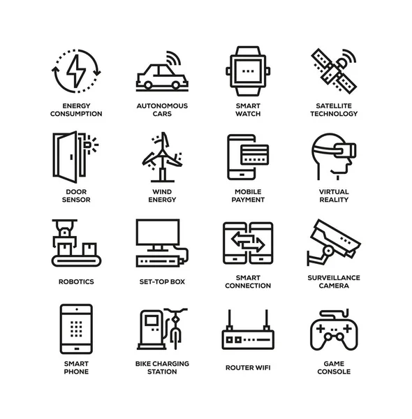 Akıllı Teknoloji Hattı Icon Set — Stok fotoğraf