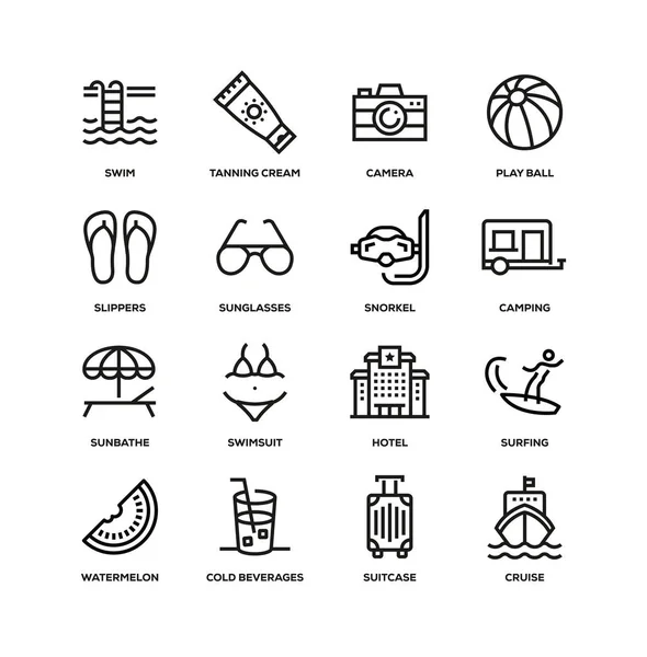 Zomer Lijn Pictogram Set — Stockfoto