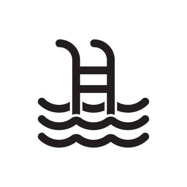 Yüzme Havuzu simgesi kavramı beyaz arka plan üzerinde