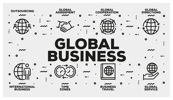 Global Business Line Zestaw Ikon — Zdjęcie stockowe