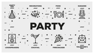 parti çizgi Icon set