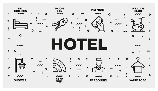 Hotel Linha Icon Set — Fotografia de Stock