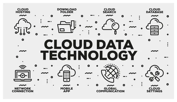 Tecnología Línea Icono Conjunto Datos Nube — Foto de Stock