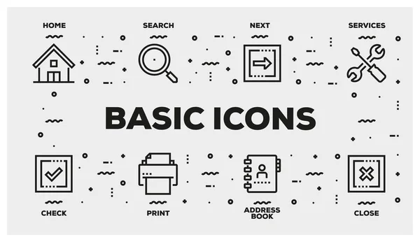 Conjunto Iconos Línea Iconos Básicos — Foto de Stock