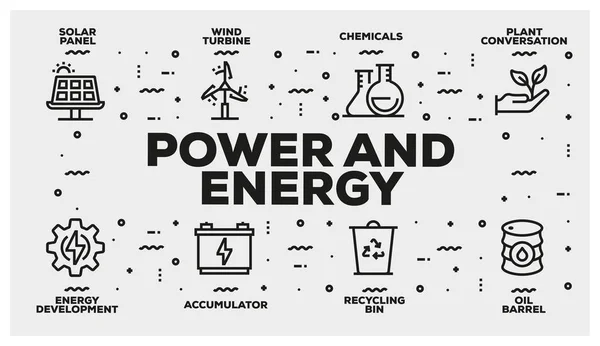 パワーとエネルギー ライン アイコン セット — ストック写真