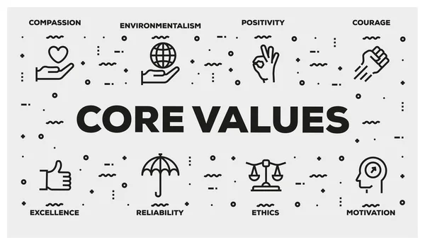 Valores Principales Set Iconos Línea — Foto de Stock