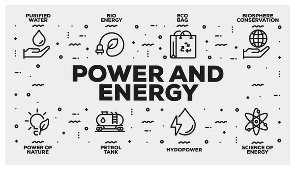 Kraft Och Energi Linje Ikonuppsättning — Stockfoto