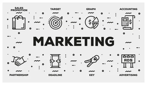 Marketing Line Icon Set — Stock Photo, Image