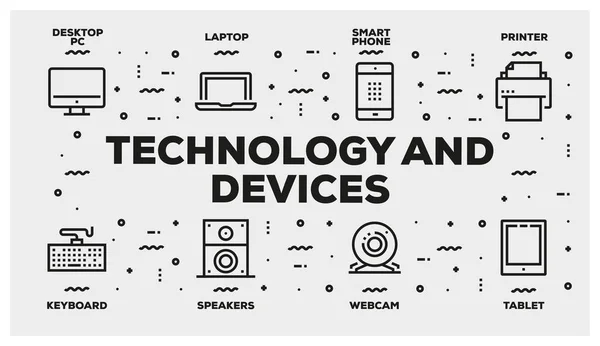 Linha Tecnologia Dispositivos Icon Set — Fotografia de Stock