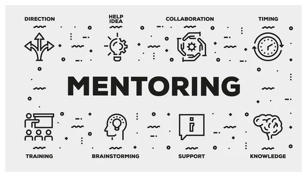 Mentoring Line Icon Gesetzt — Stockfoto