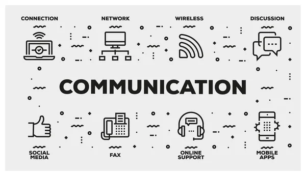 Communicatielijn Pictogram Ingesteld — Stockfoto