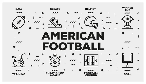 Amerikai Futball Vonal Icon Set — Stock Fotó