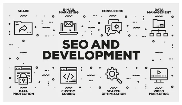 Conjunto Iconos Línea Seo Desarrollo — Foto de Stock