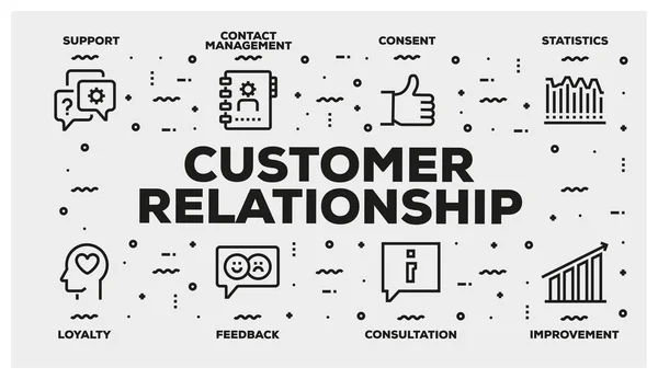 Customer Relationship Line Icon Set — Stock Photo, Image