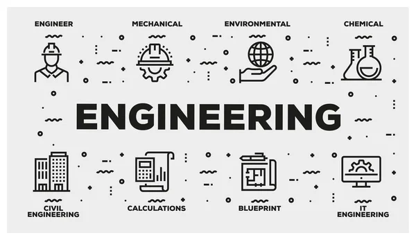 Conjunto Iconos Línea Ingeniería — Foto de Stock