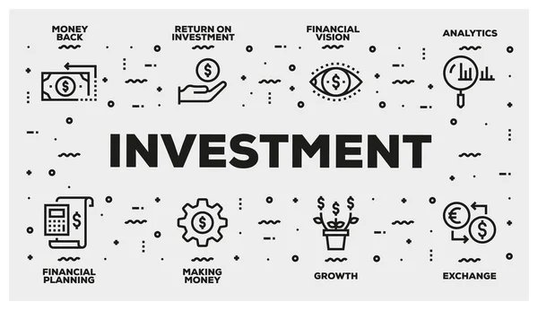 Inversión Línea Ícono Conjunto —  Fotos de Stock