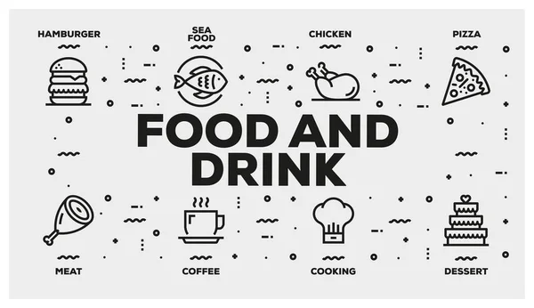Essen Und Trinken Linie Icon Set — Stockfoto