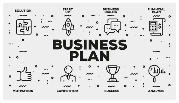 Business Plan Line Icon Set — Stock Photo, Image