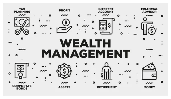 Wealth Management Vonal Icon Set — Stock Fotó