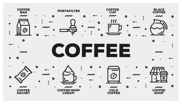 Kaffeelinie Symbolset — Stockfoto