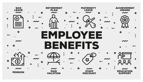 Employee Benefits Line Icon Set — Stock Photo, Image