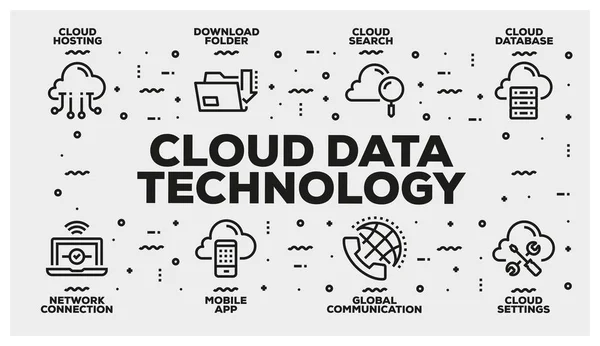 Cloud Data Tecnology Line Icon Set — Fotografia de Stock