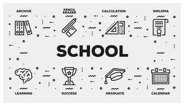 School Linha Icon Set — Fotografia de Stock