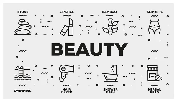 Beauty Line Ikonuppsättning — Stockfoto